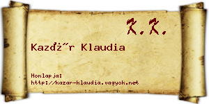Kazár Klaudia névjegykártya